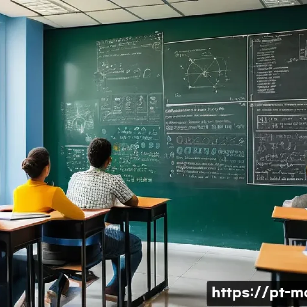 수학과 양자역학의 관계 - A detailed, vibrant illustration of a modern physics classroom in Brazil, featuring a diverse group ...
