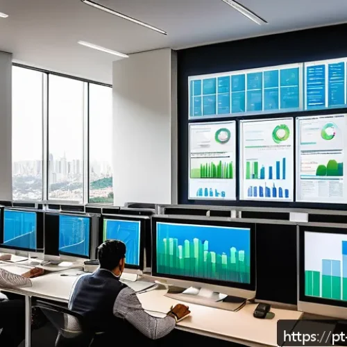Home 32 모평균과 표본평균 차이 - A detailed infographic-style image showing a modern Brazilian office environment where a diverse tea...