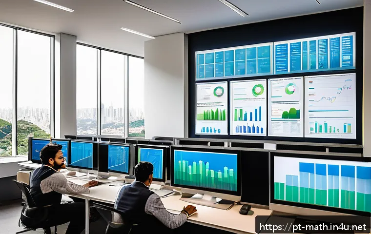 모평균과 표본평균 차이 - A detailed infographic-style image showing a modern Brazilian office environment where a diverse tea...