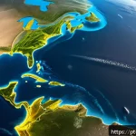 Home 23 리만 기하학의 기본 개념 - A detailed and vivid illustration of Earth’s curved surface from a high-altitude perspective, showin...